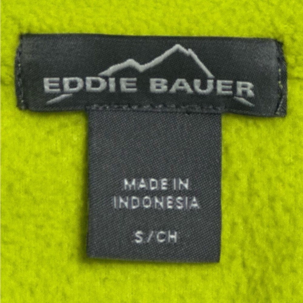 Eddie Bauer 1/4 Zip Pullover Fleece Lime Green Blue Women size Small - Picture 7 of 8